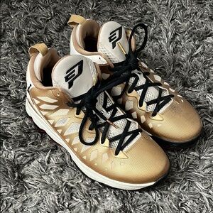 Jordan Gold and White Sneakers